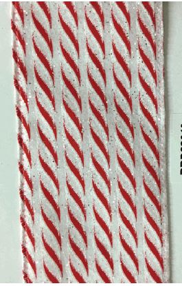 Red and White Candy Cane Stripe Ribbon