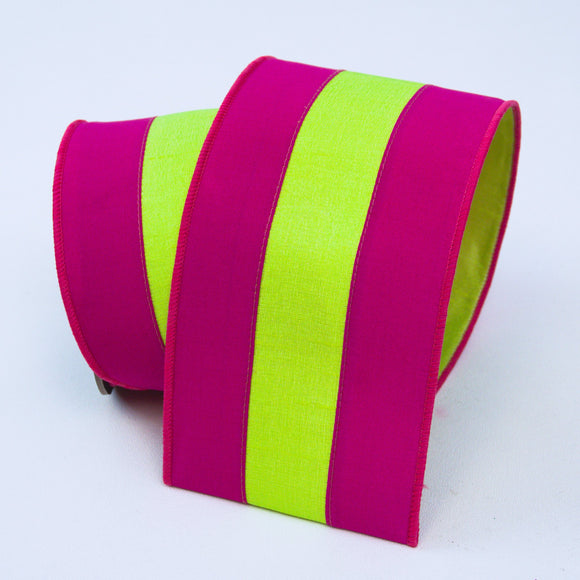 Lime Pink Accent Stripe Ribbon
