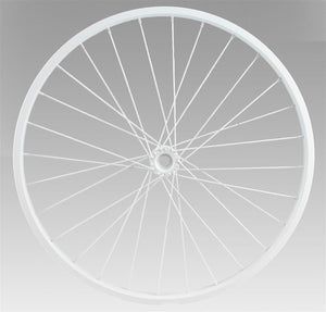 White metal bicycle rim
