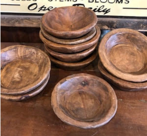 Brown wood bowls