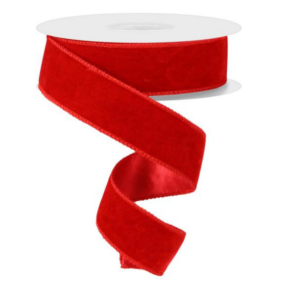 Roll of Red Deluxe Velvet With Satin Backing Ribbon