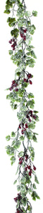 Frosted Red Green Frost Mini Grape Leaf And Berries Garland