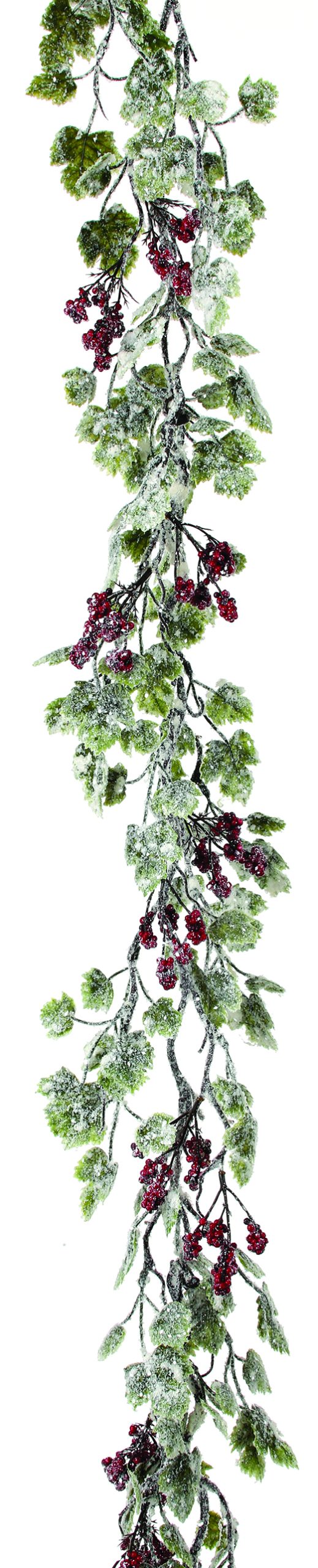 Frosted Red Green Frost Mini Grape Leaf And Berries Garland