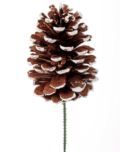 Frosted Brown Frosted Jumbo Pine Cone Pick 