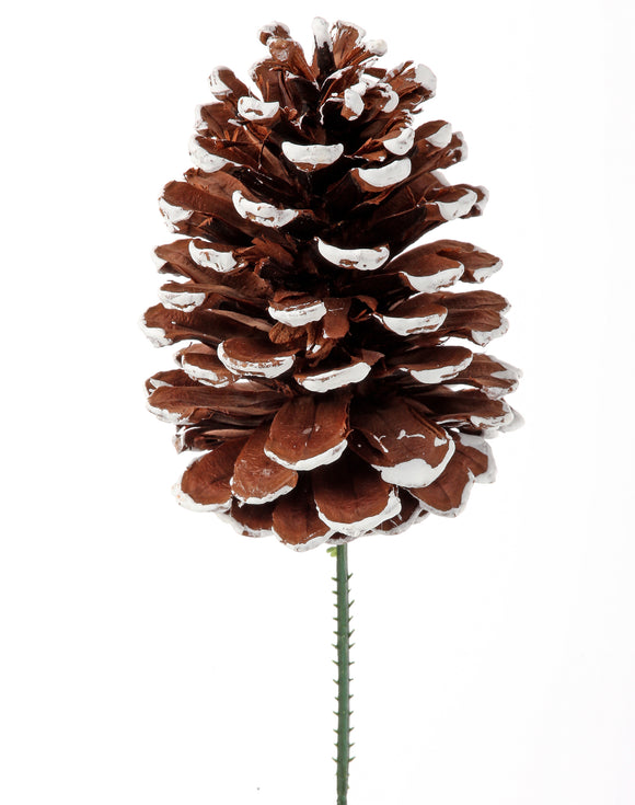 Frosted Brown Frosted Jumbo Pine Cone Pick 