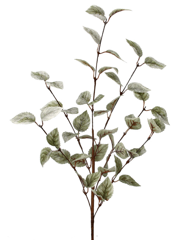 Green Frosted Mini Aspen Leaf Spray