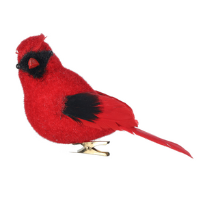 Red 6.5" Feather Cardinal With Clip