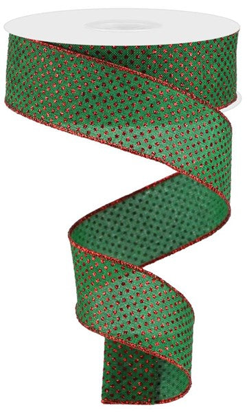 Roll of Emerald Green Red Ribbon