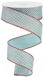 Roll of Ice Blue Red Ribbon
