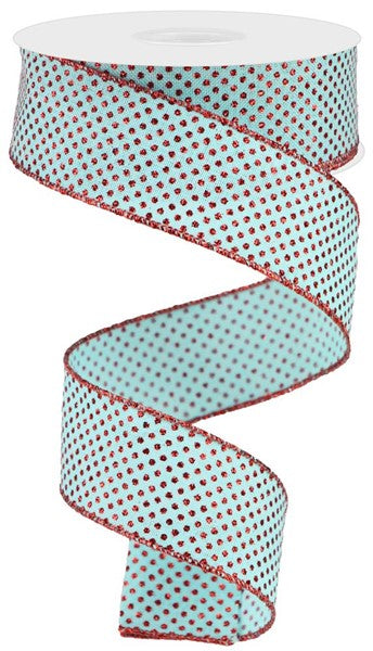 Roll of Ice Blue Red Ribbon