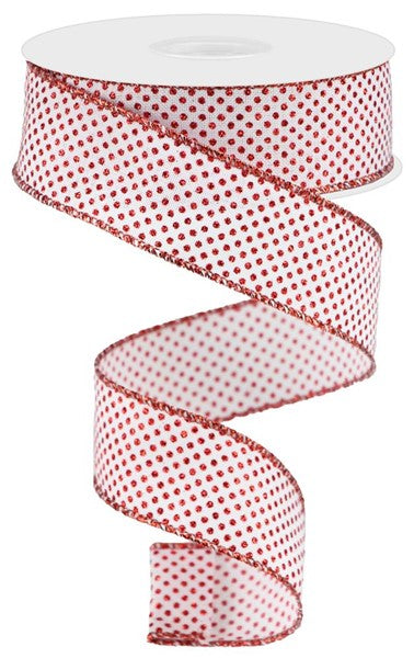 Roll of White Red Ribbon