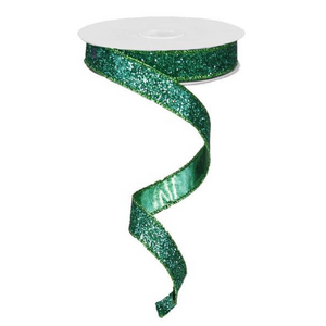 Roll of Emerald Glitter On Metallic Ribbon