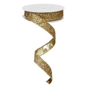 Roll of 18K Gold Glitter On Metallic Ribbon