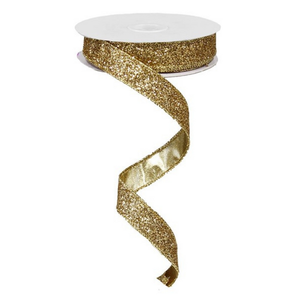 Roll of 18K Gold Glitter On Metallic Ribbon
