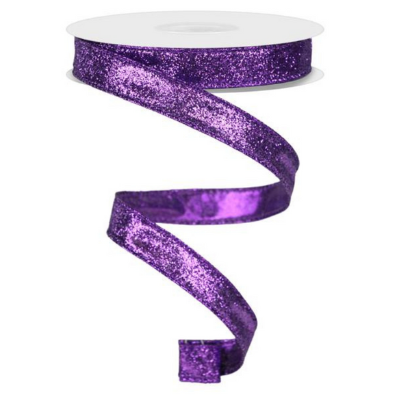 Roll of Purple Glitter On Metallic Ribbon