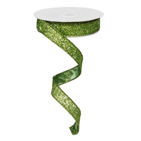 Roll of Lime Glitter On Metallic Ribbon