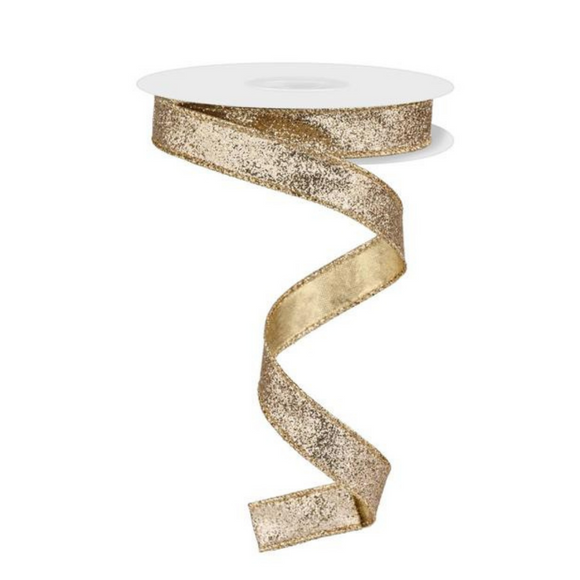 Roll of Champagne Glitter On Metallic Ribbon