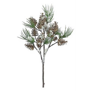 Spray of glittered pinecone and pine needle branches
