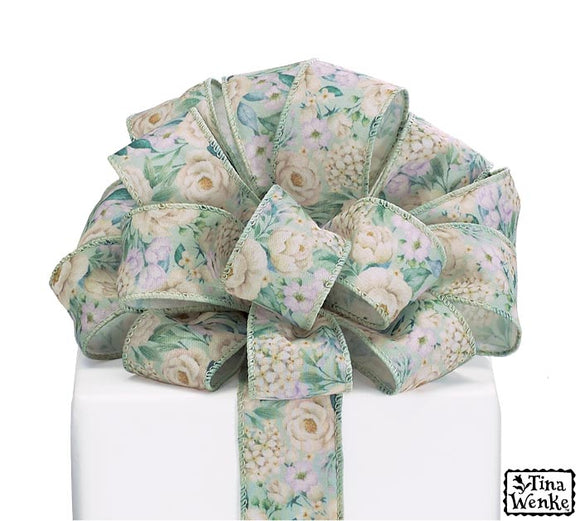 Ivory Multi Blushing Blooms Floral Ribbon