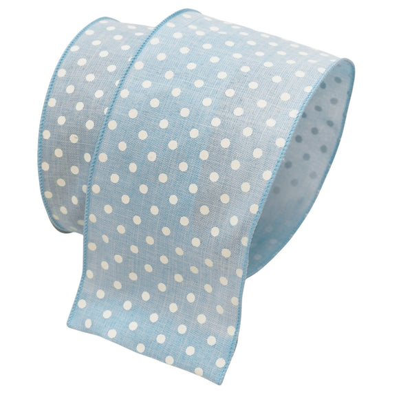 Light Blue Linen Dots Ribbon