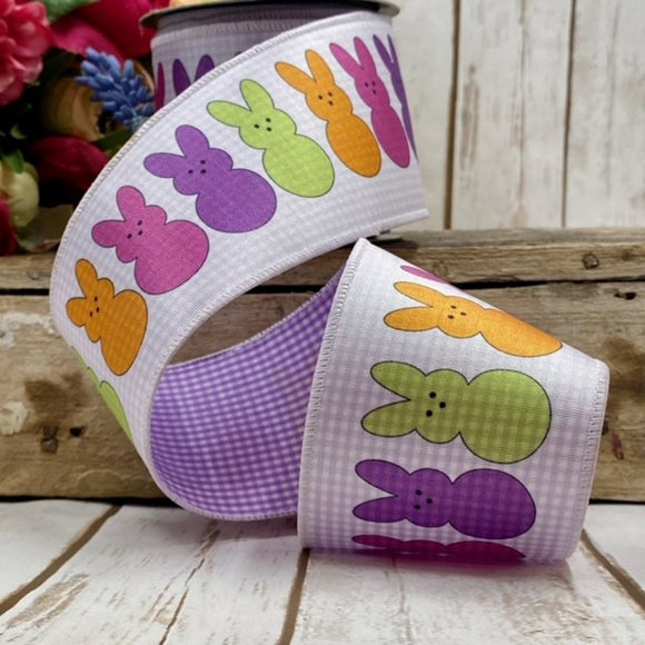 Roll of marshmallow bunnies on ribbon