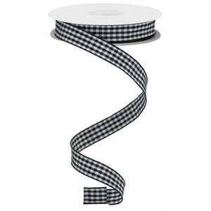 Roll of black and white gingham ribbon