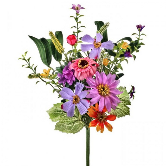 Bouquet of faux cosmos and mixed flowers in multiple colors