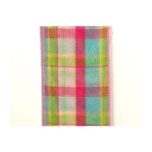 Switch of plaid pink, green, fuchsia and aqua plaid ribbon