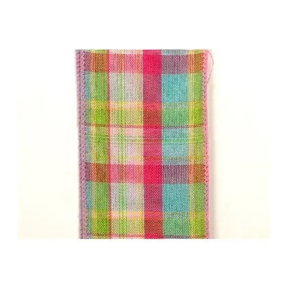 Switch of plaid pink, green, fuchsia and aqua plaid ribbon