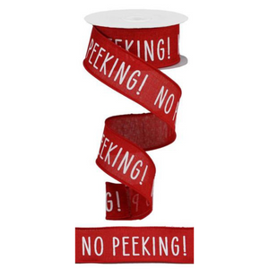 Roll of Red and White No Peeking On Royal Ribbon