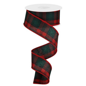Roll of Red and Emerald Plaid Ribbon