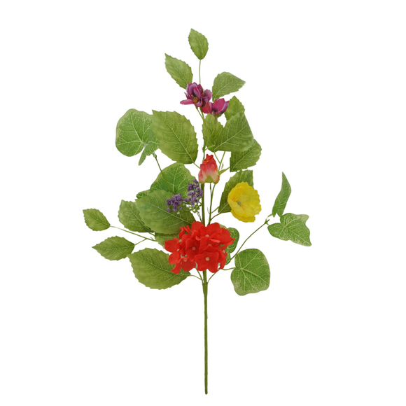 Orange poppy hydrangea spray