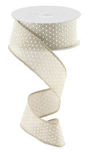 Natural and White Raised Swiss Dot Ribbon