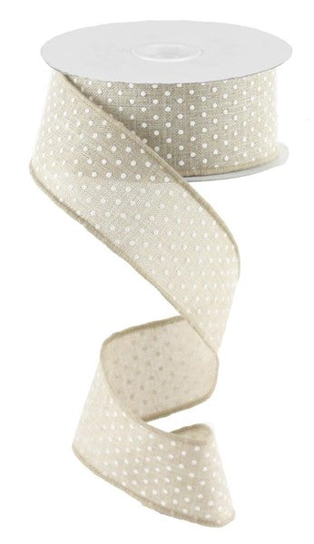 Natural and White Raised Swiss Dot Ribbon
