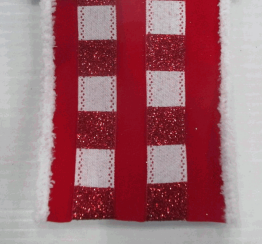 Red and White Glitter Check Snow Edge Ribbon
