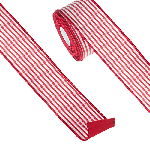 Red and White Vertical Stripe Ribbon