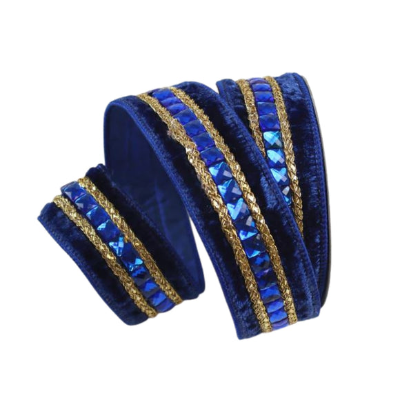 Indigo Blue Emerald Cut Jewels Ribbon
