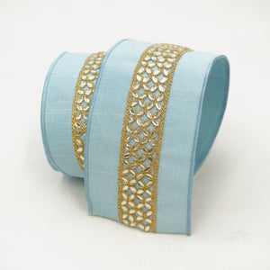 Blue ribbon with gold jewels