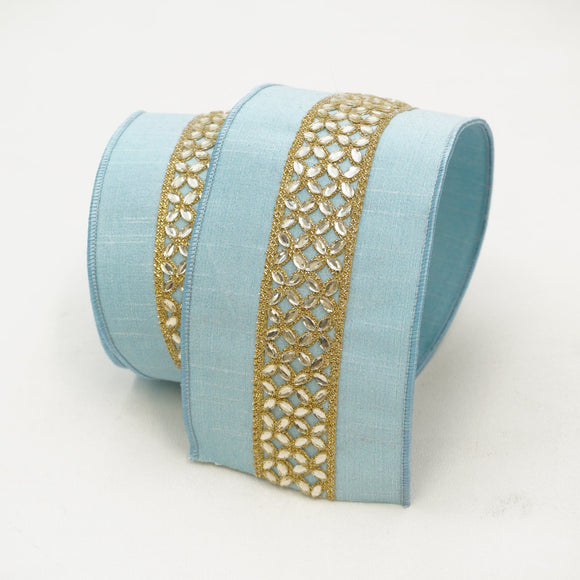 Blue ribbon with gold jewels