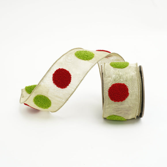 Red and Green Terrycloth Dots Ribbon