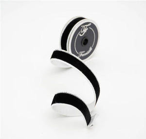 Black and White Two Tone Velvet Ribbon
