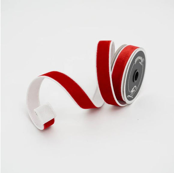 Red and White Two Tone Velvet Ribbon