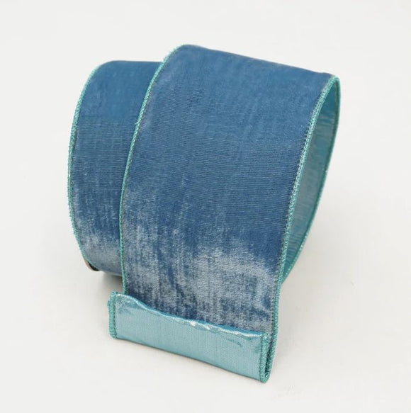 Steel Blue Velvet Luster Ribbon
