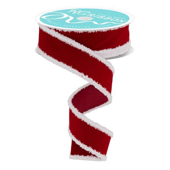 Roll of Cranberry and White Velvet With Drift Ribbon
