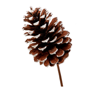 Natural White 12" Winter Pine Cone Pick