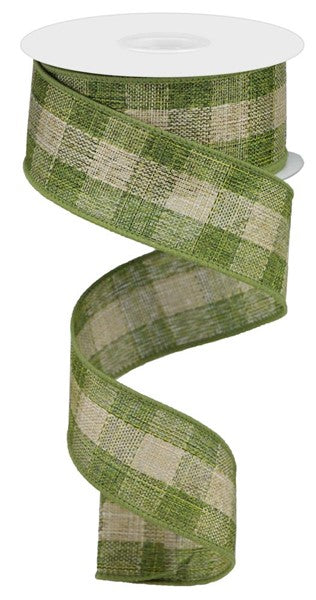 Roll of Moss Green Beige Ribbon