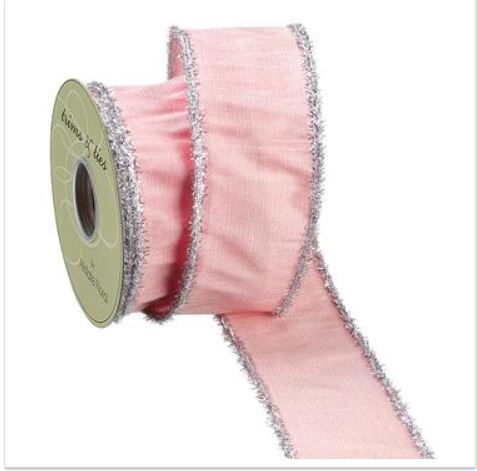 Pink and Silver Dupioni Ribbon