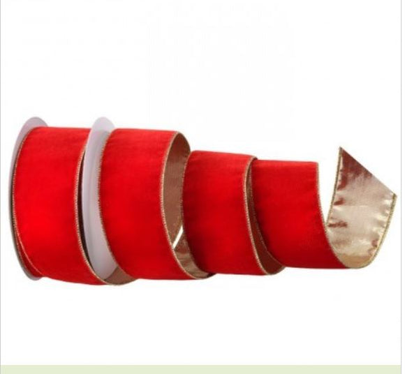 Red and Gold Deluxe Velvet Ribbon