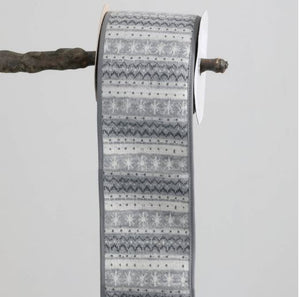 Gray and White Soft Acrylic Sweater Knit Ribbon